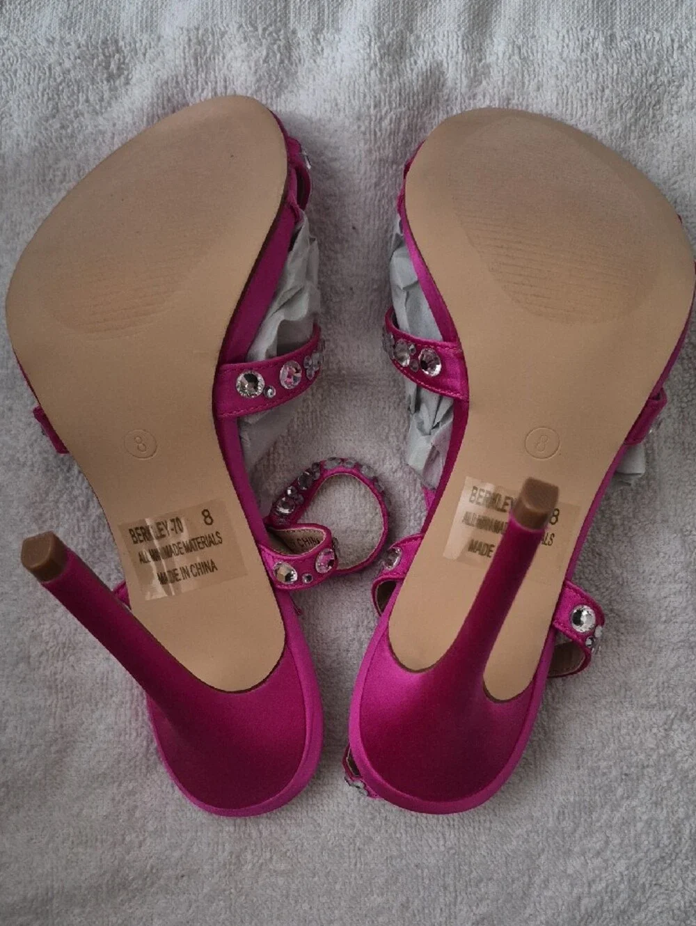 Fuchsia Crystal-Strap Evening Sandals - Picture 5 of 7